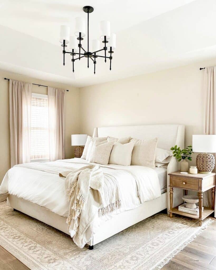 Neutral Bedroom With Tray Ceiling