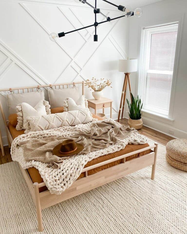 Neutral Boho Bedroom With Wall Accents
