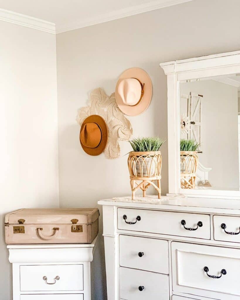 Neutral Décor for a Boho Dresser With a Vanity Mirror