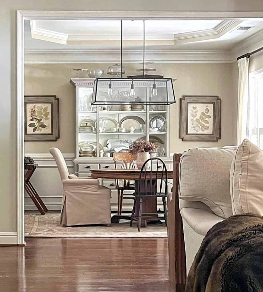 Neutral Dining Room Colors and Tray Ceiling