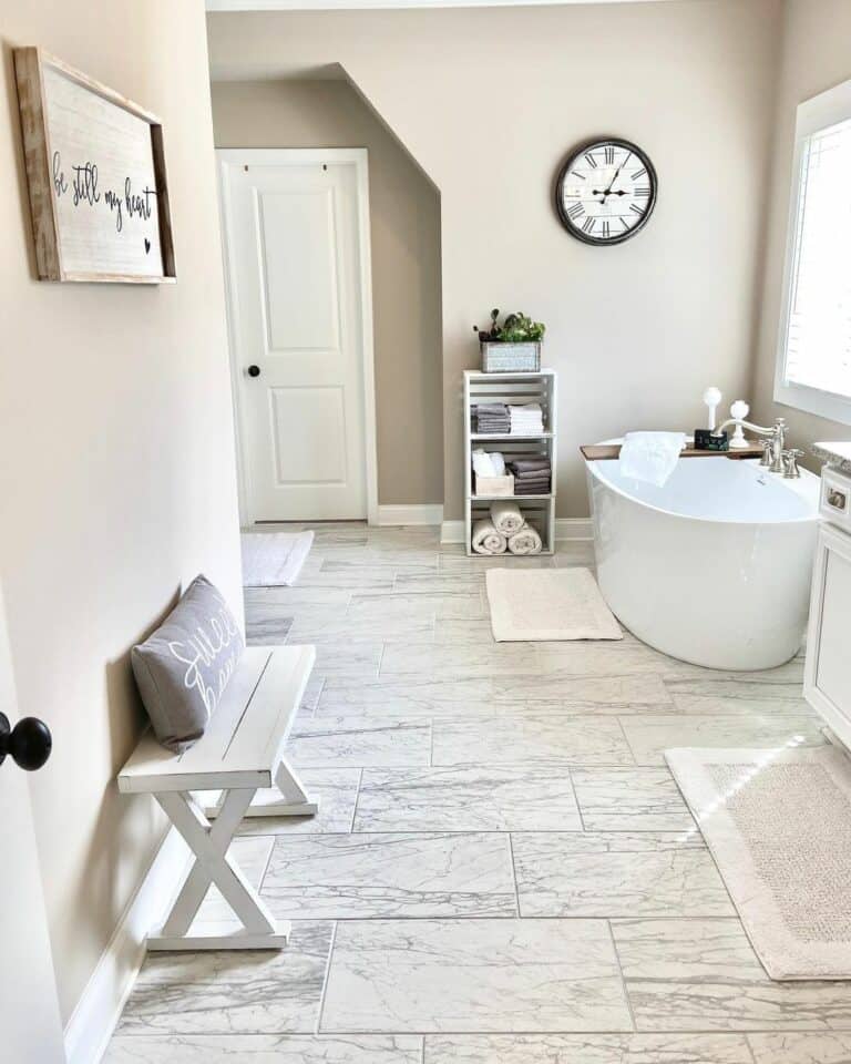 Neutral Farmhouse Master Bathroom