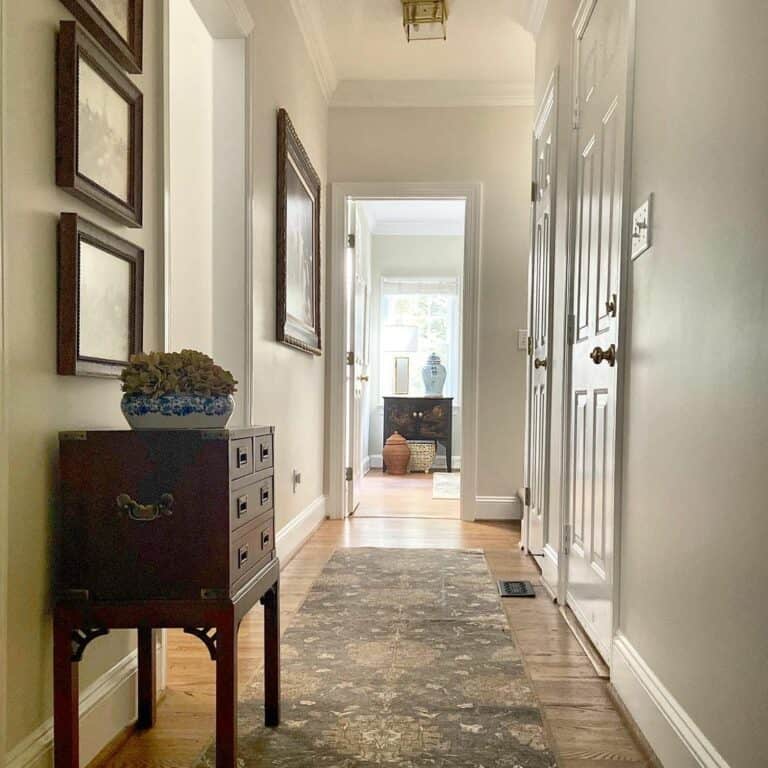 Neutral Hallway Accentuated by Vintage Accents