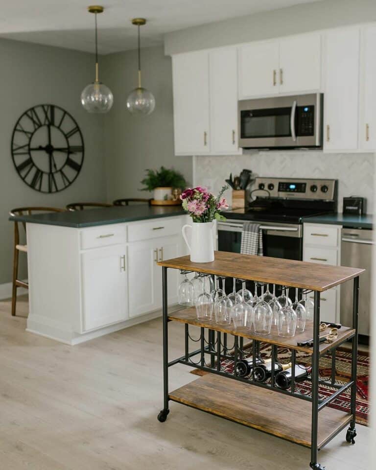 Neutral Kitchen With Island Trolley