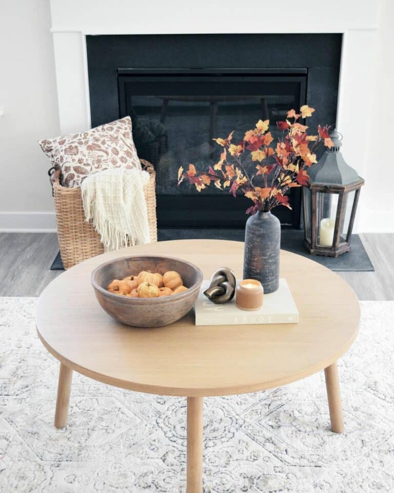 Neutral Living Room With Fall Decorations