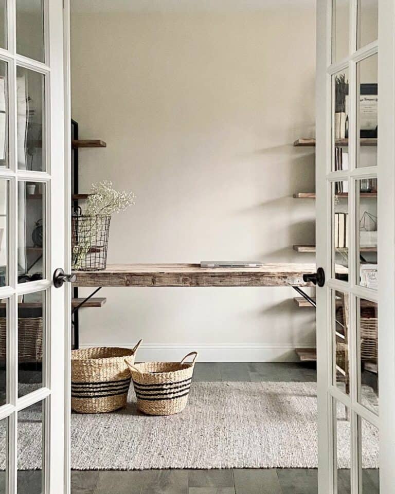 Neutral Office With French Doors