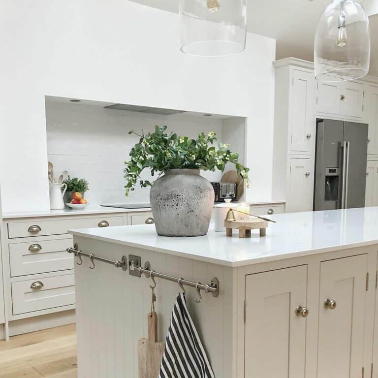 Neutral Open-concept Kitchen With White Quartz Counters