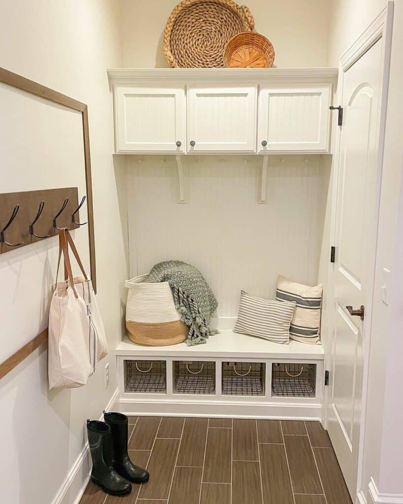 Neutral Scandinavian-inspired Mudroom Space