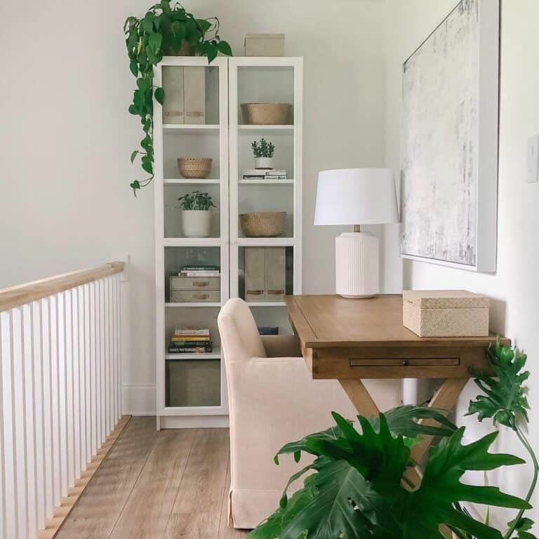 Neutral Small Office Space With Wooden Desk