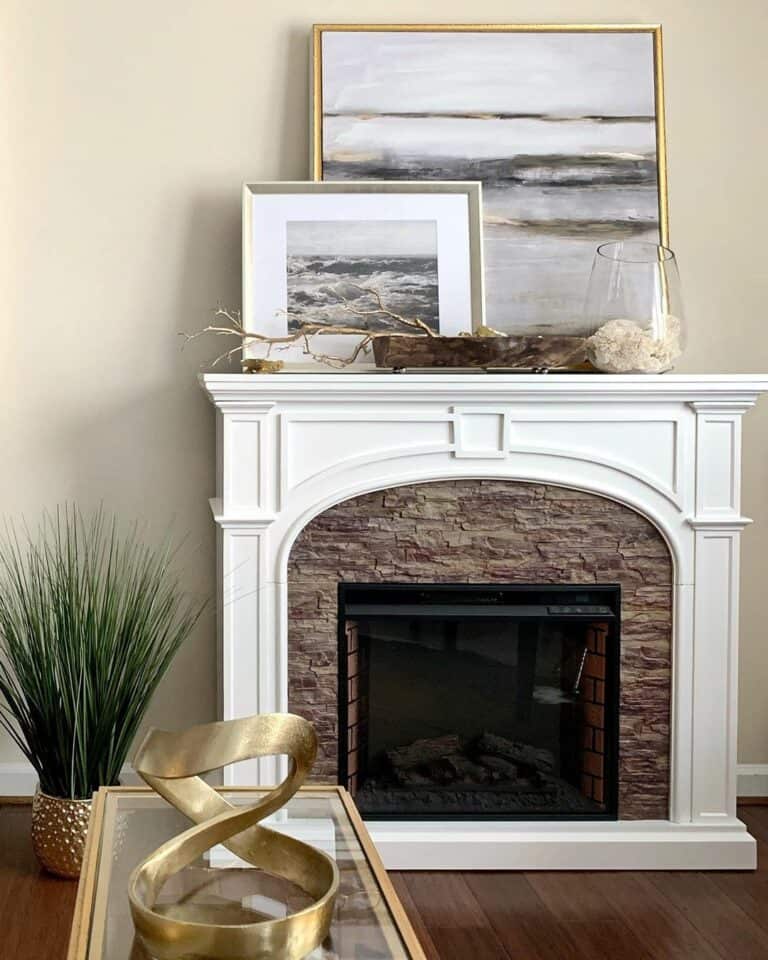 Ocean Prints Over White Mantel
