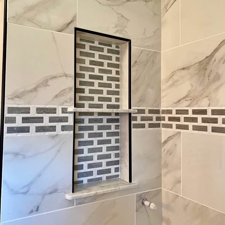 Off-white and Gray Shower Niche