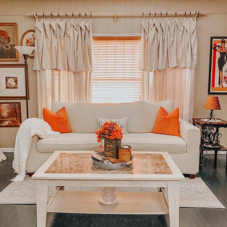 Orange Living Room With Modern Farmhouse Interior