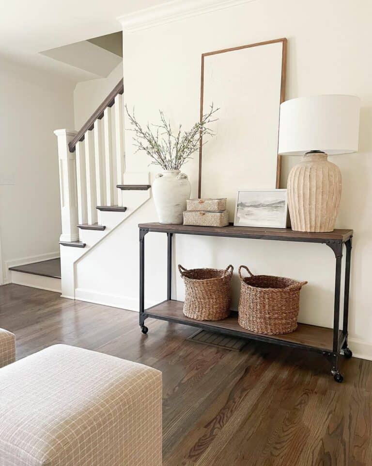 Organized Entryway With Wooden Console Table