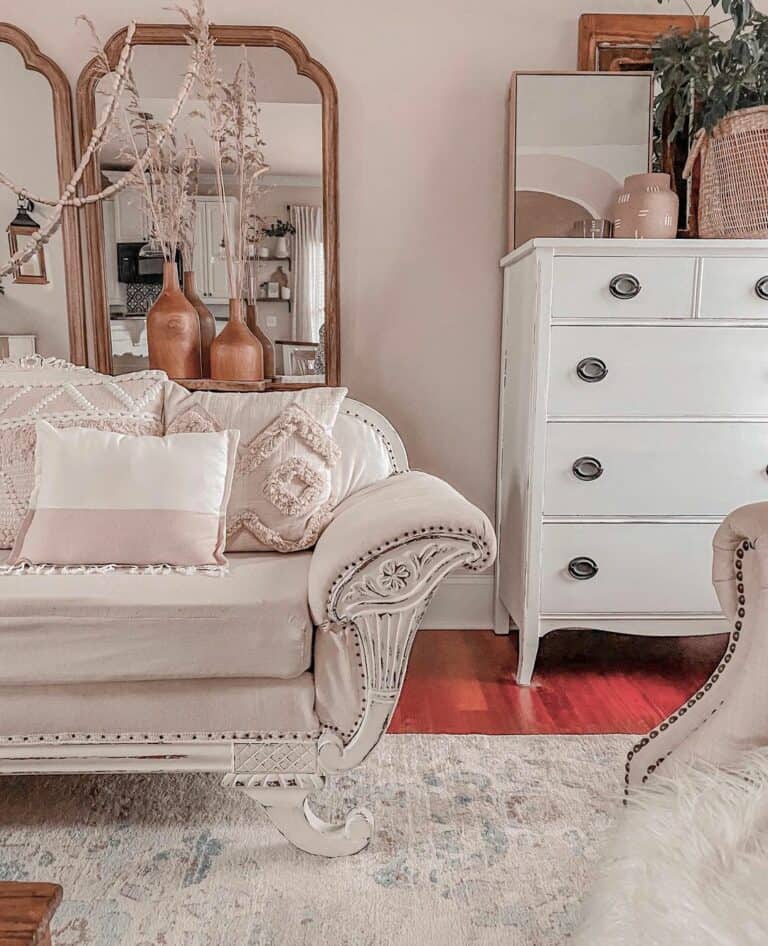 Ornate Mirror with Exquisite Sofa