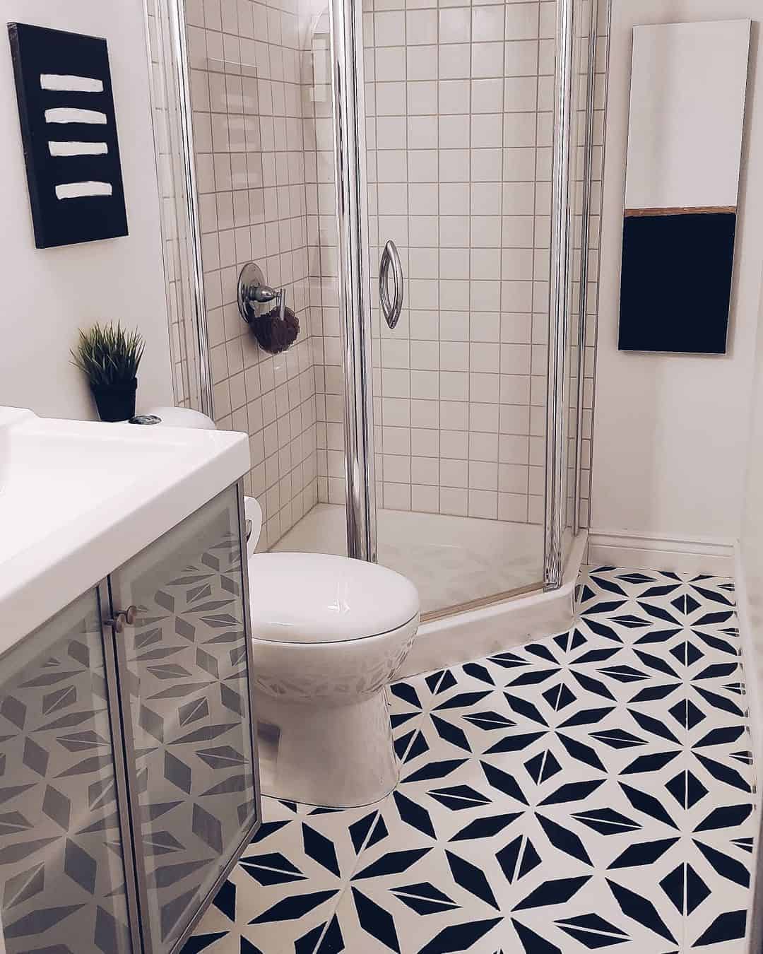 Painted Floor Tiles With White Dove by Benjamin Moore Soul & Lane