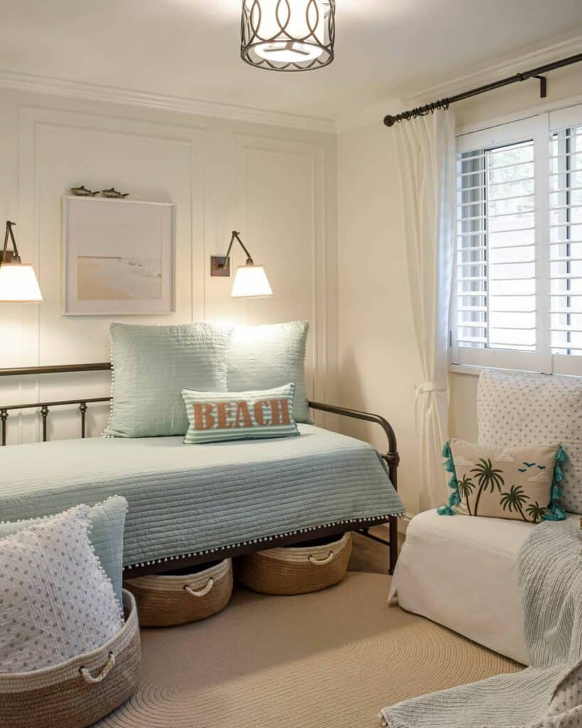 Palm Tree Pillows and Seashore Art