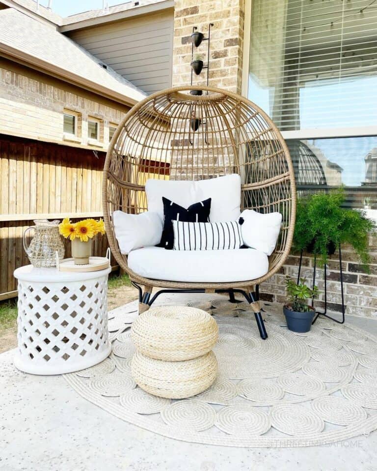 Patio Décor With Wicker Egg Chair