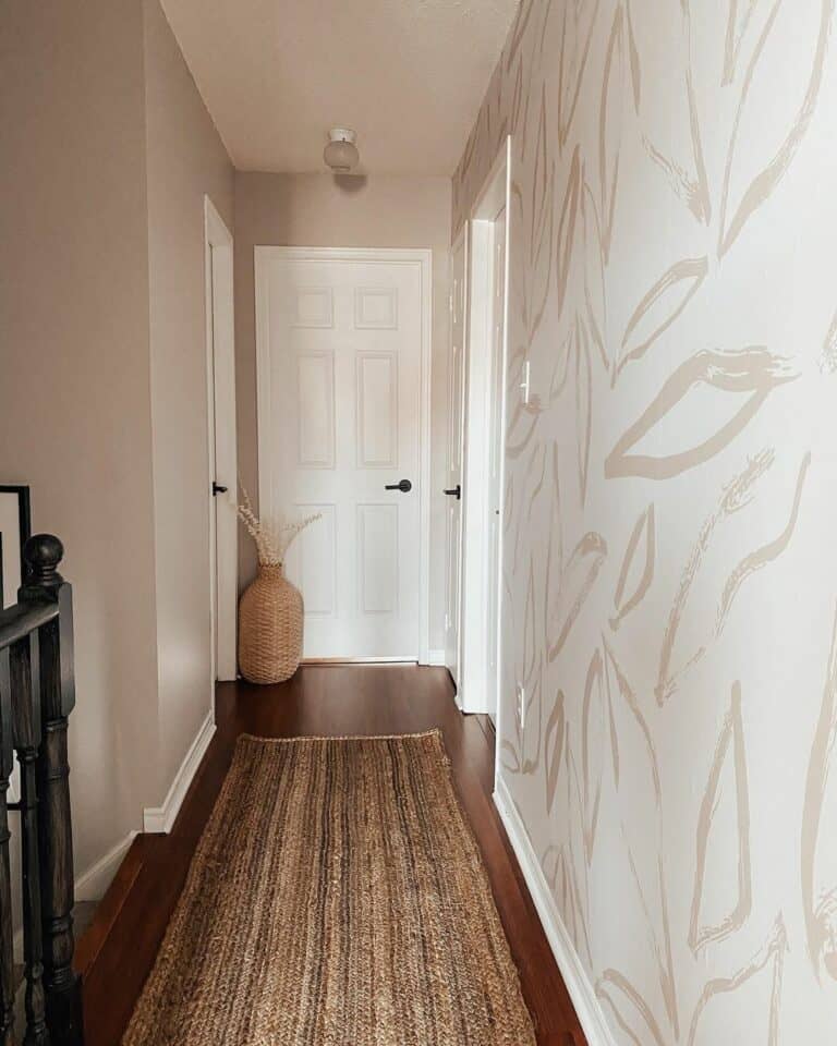 Patterned Accent Wall in Boho Hallway