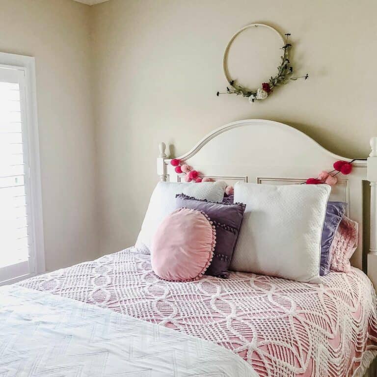 Pink Bedding Matches Headboard Décor