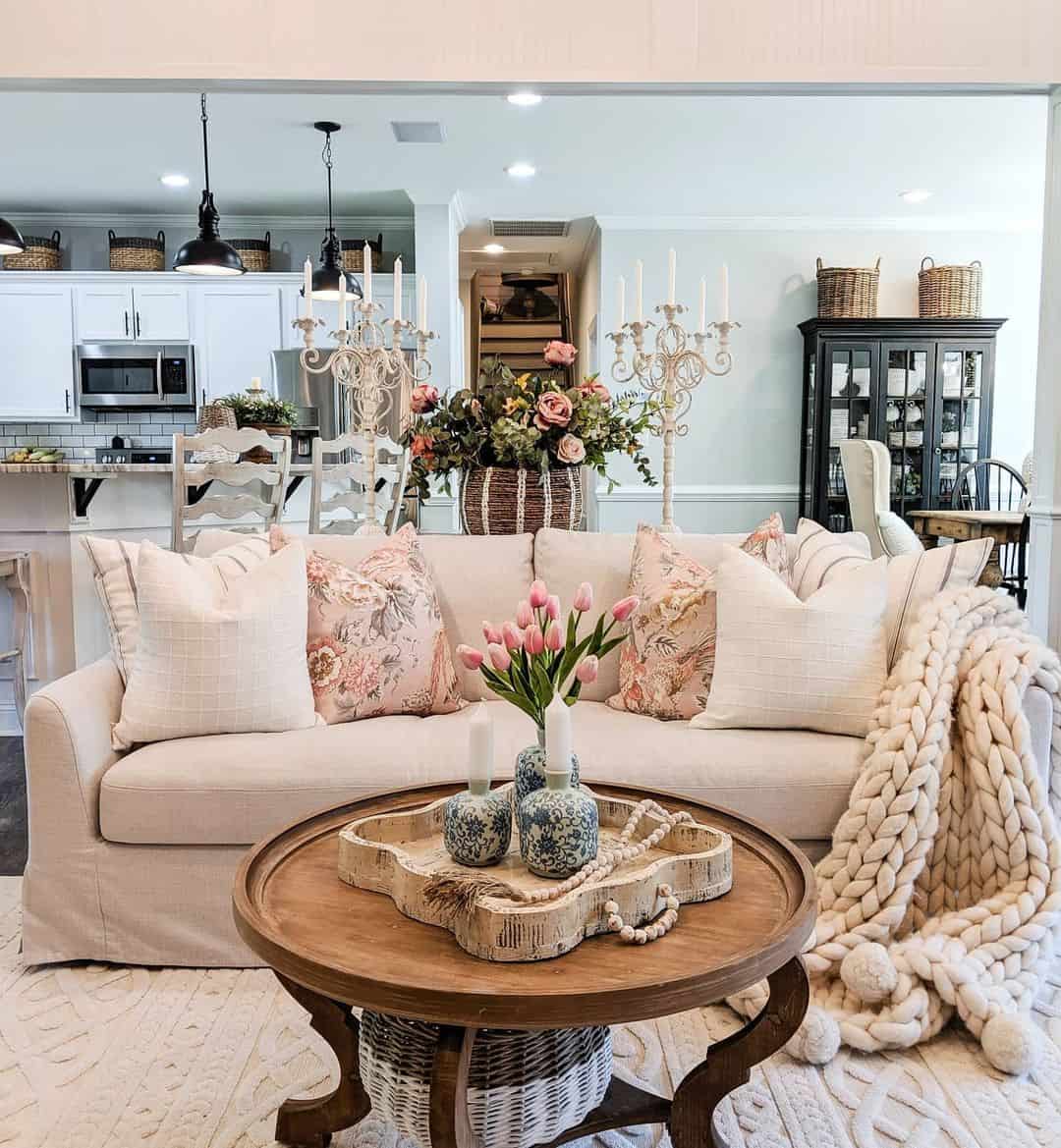 Pink, Cream, and Floral Living Room - Soul & Lane
