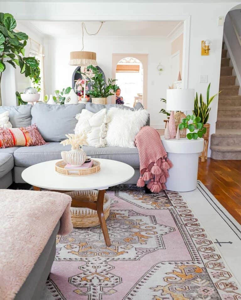 Pink Living Room Rug and Matching Décor