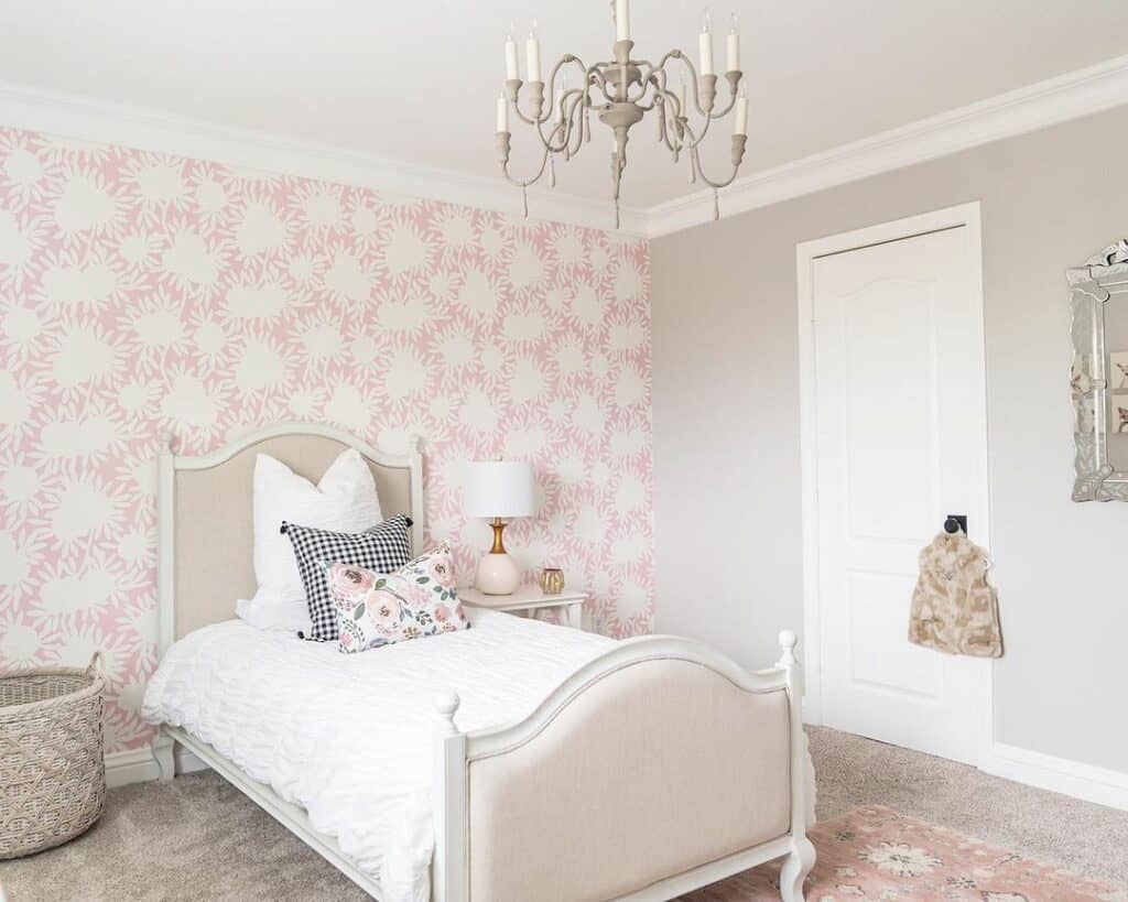 Pink Patterned Wallpaper Ideas for a Gray and Pink Bedroom