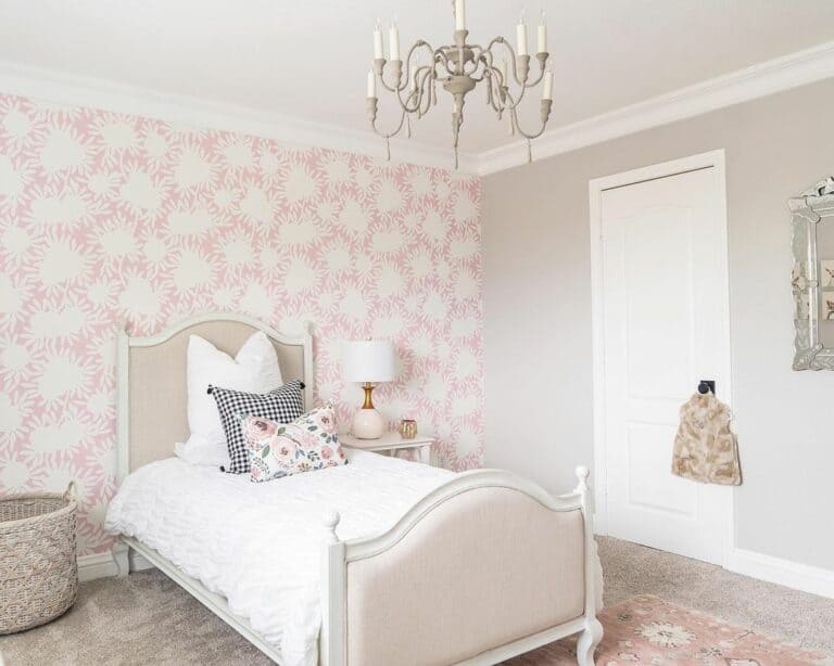 Pink Patterned Wallpaper Ideas for a Gray and Pink Bedroom