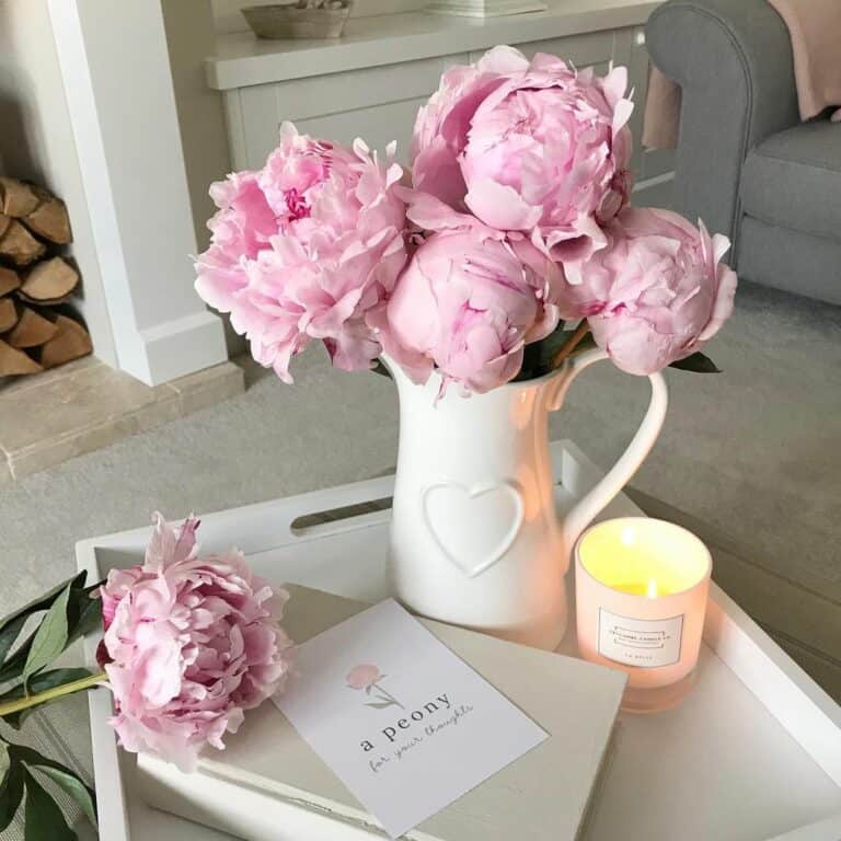 Pink Peony Coffee Table Décor