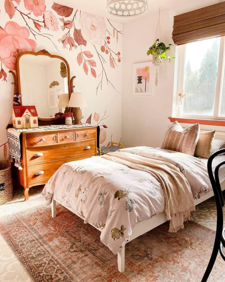 Pink Spring Blossom Wallpaper for a Tween Bedroom