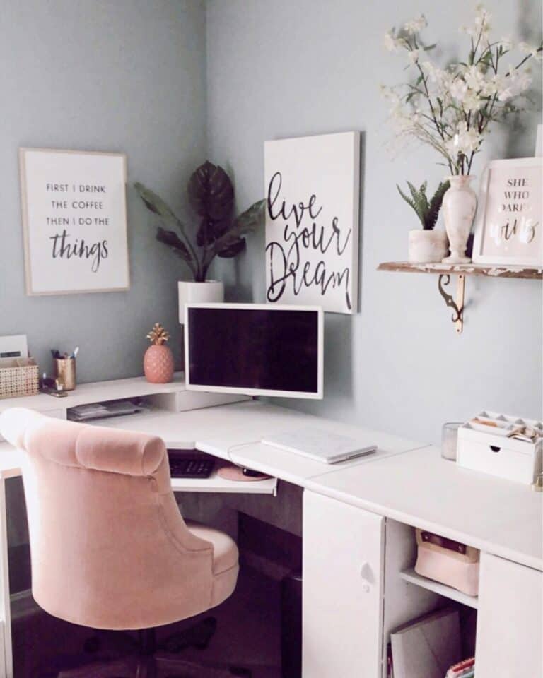 Pink and Gray Home Office Décor