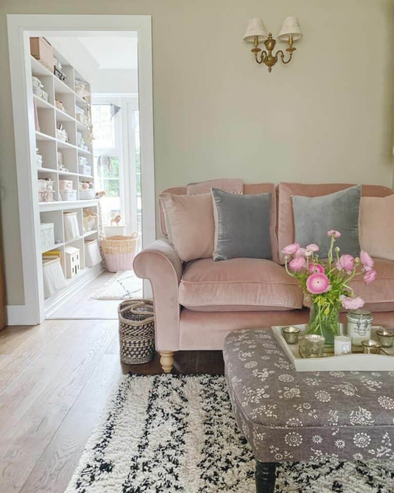 Pink and Gray Sofa Décor
