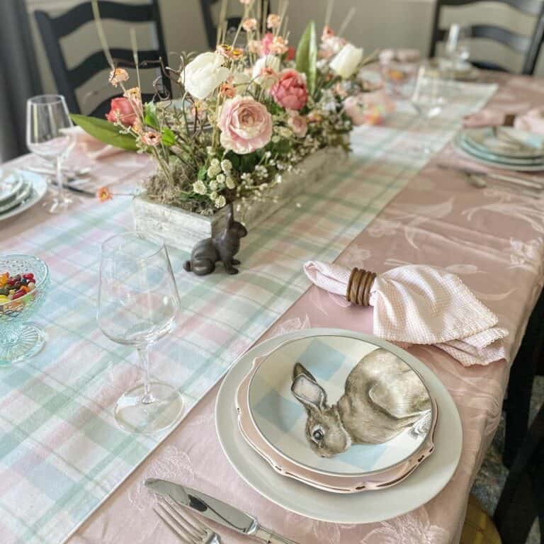 Pink and Green Table Décor for Easter