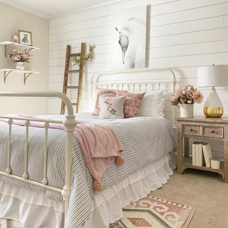Pink and White Rustic Bedroom