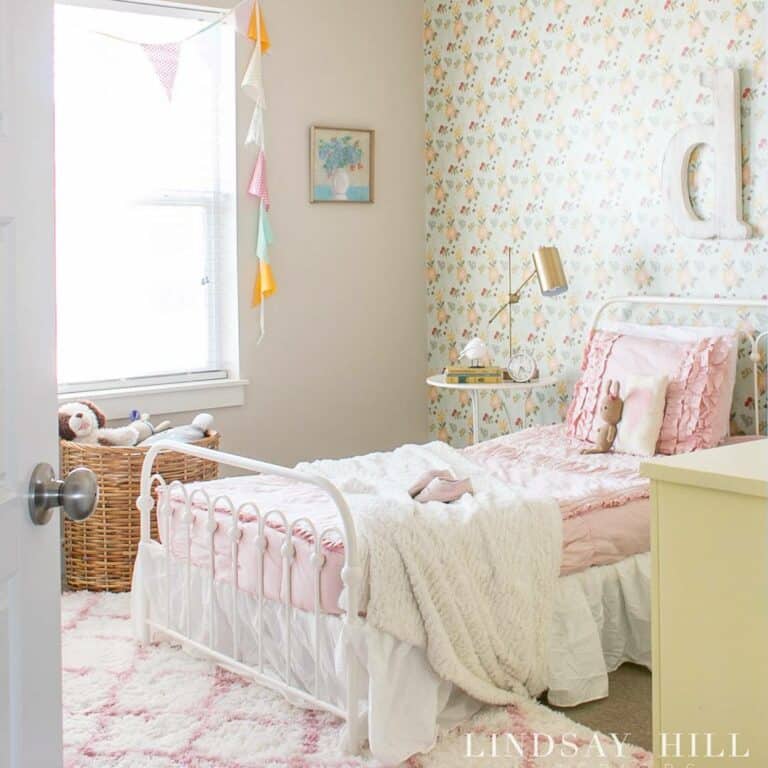 Pink and Yellow Wallpaper Inspiration for a Girl's Bedroom
