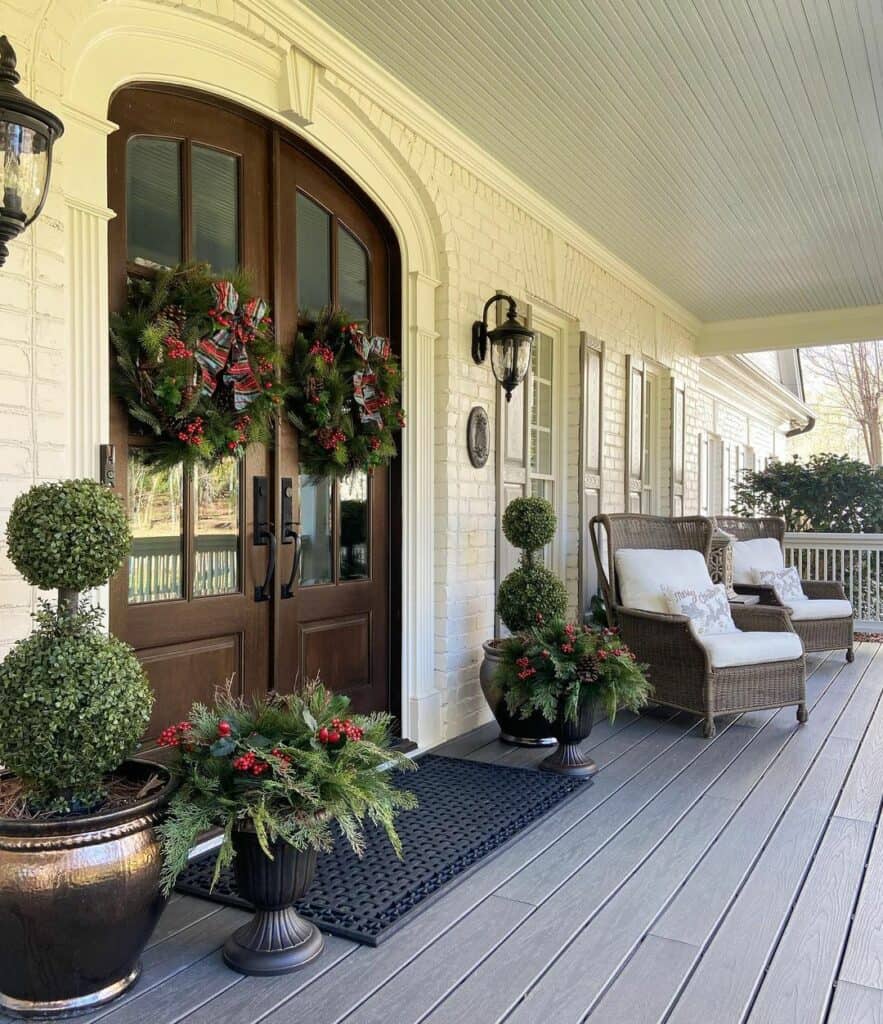 Porch Furniture Ideas With Lovely Shrubs