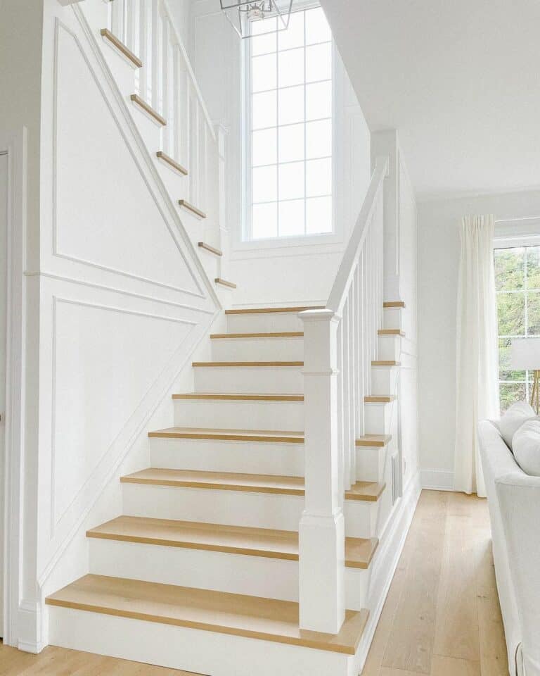 Pristine White and Wood Stairs