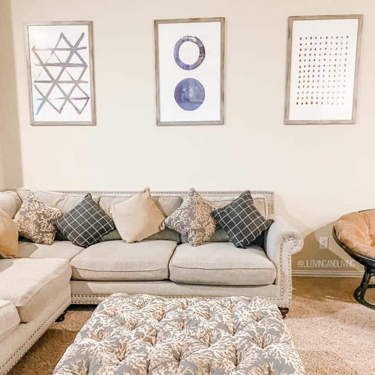 Quaint Living Room With Patterened Accents