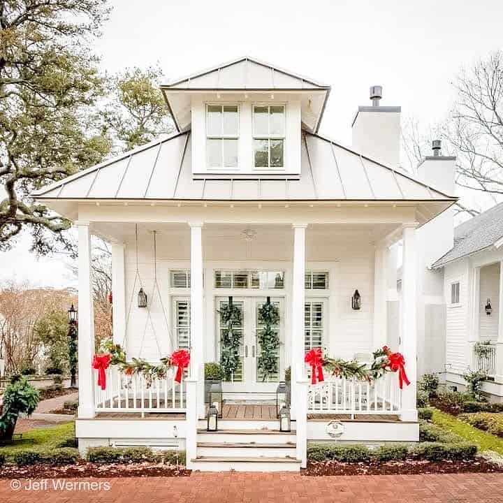 Railing With Christmas Garland