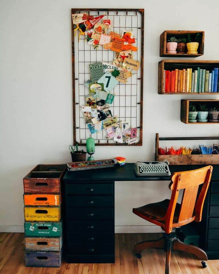 Rainbow-themed Farmhouse Office