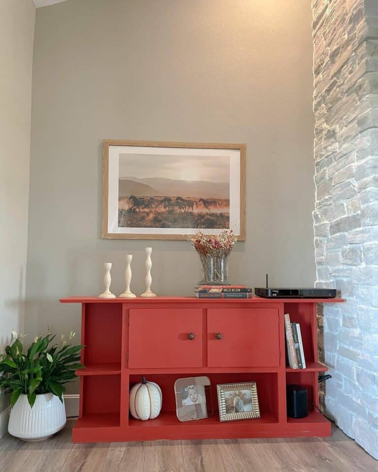 Red Console Table With Modern Accents