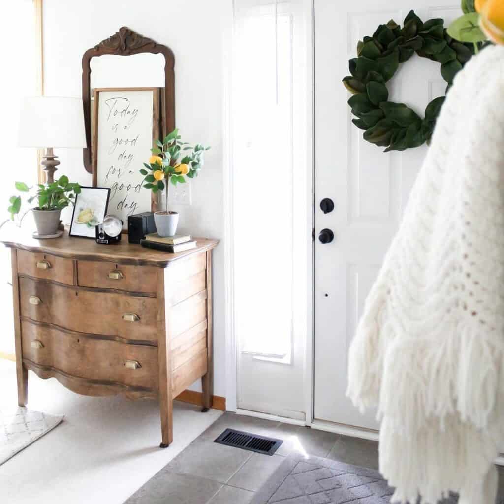 Repurposed Dresser as Entryway Table