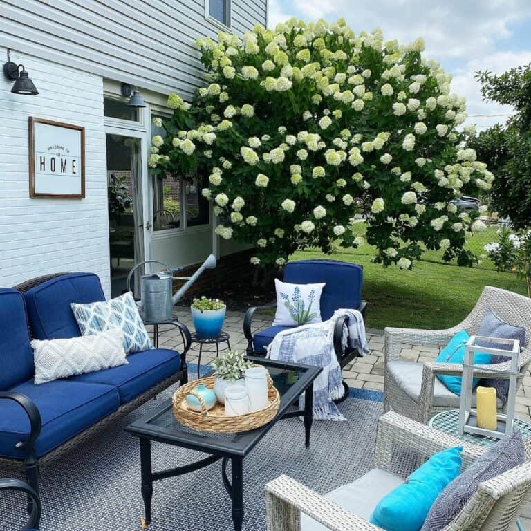 Rich Blue Décor on Small Deck