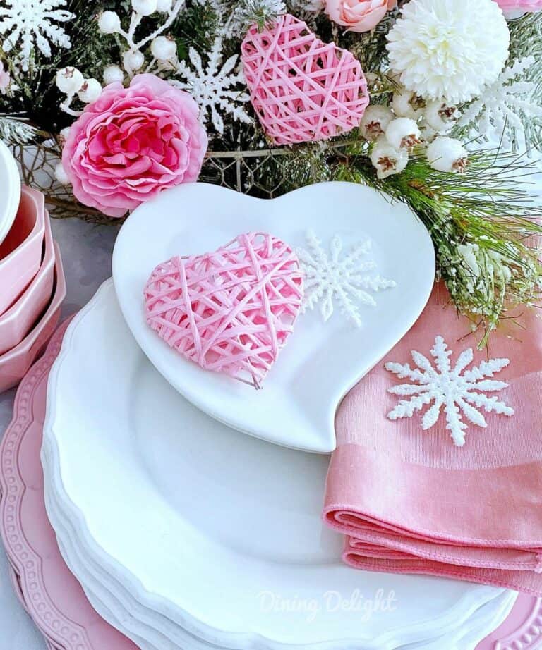 Romantic Pink and White Table Setting