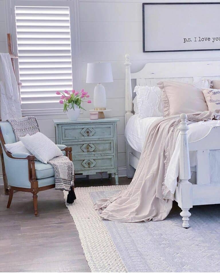 Romantic Touch of Teal in Master Bedroom