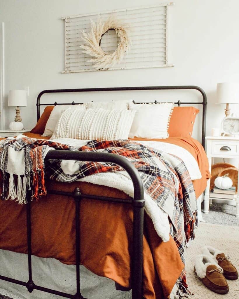 Rust Linens for Fall Bedroom