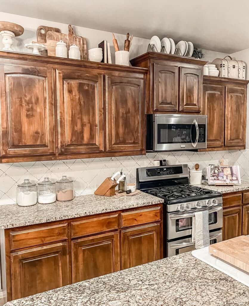 Rustic Farmhouse Kitchen With Wood Cabinets