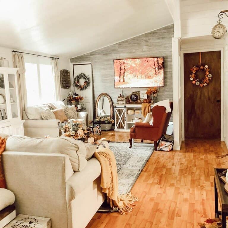 Rustic Living Room With Textured TV Wall