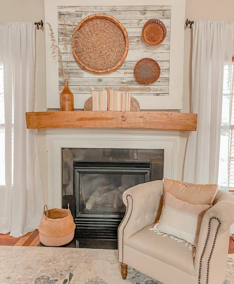 Rustic Living Room With Wooden Mantel