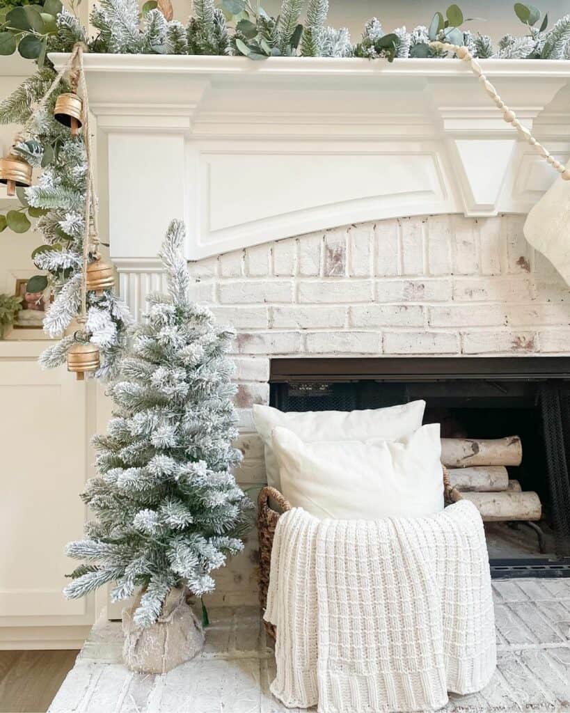 Rustic Painted Brick Fireplace with White Mantel Soul & Lane