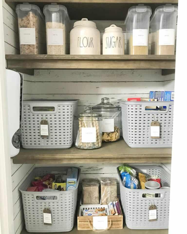 Rustic Pantry With Storage Baskets