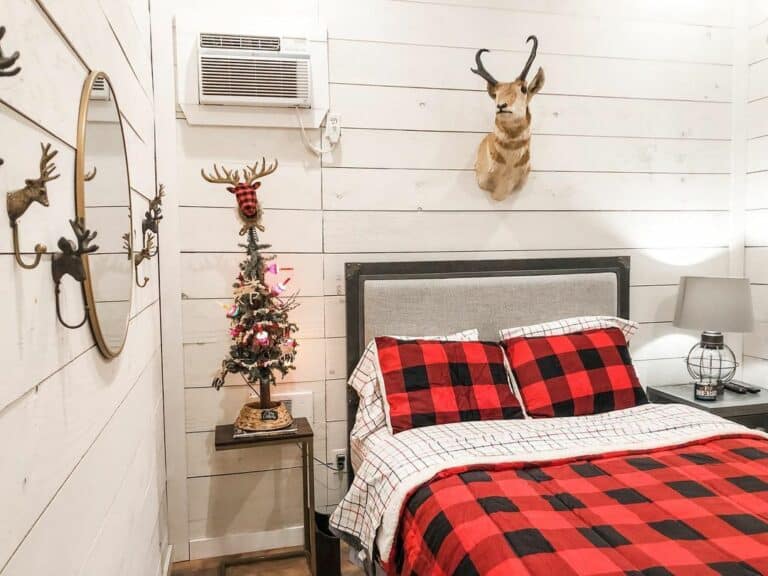 Rustic Shiplap Bedroom With Christmas Bedding Set